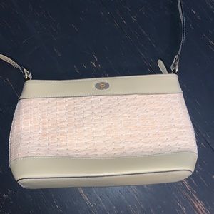 Etienne Aigner Vintage Woven Leather Purse Cream Jute Cross Body Bag
